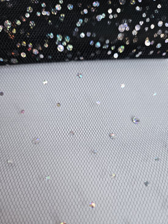 BamBella ® - Tissu Glitter - 9 mètres - Décoration artisanat couture noir