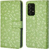 iMoshion Hoesje Geschikt voor Samsung Galaxy A52 (4G) / A52s / A52 (5G) Hoesje Met Pasjeshouder - iMoshion Design Bookcase smartphone - Groen / Green Flowers