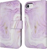 iMoshion Hoesje Geschikt voor iPhone SE (2022) / SE (2020) / 8 / 7 / 6s / 6 Hoesje Met Pasjeshouder - iMoshion Design Bookcase smartphone - Paars / Purple Marble