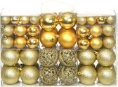 The Living Store Kerstballen - Versier je boom met glanzende decoraties - Beschikbaar in 3 maten - Gemaakt van kunststof - Lichtgewicht - Inclusief draad - Kleur- goud