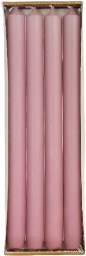 Rustik Lys - Bougies longues 'Mat' - Pink, Ø 2,1 x 29cm, lot de 4