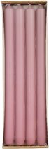 Rustik Lys - Lange dinerkaarsen 'Mat' (Pink, Ø 2.1 x 29cm, set van 4)