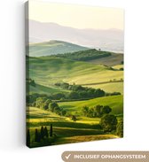 Canvas Schilderij Natuur - Toscane - Groen - Landschap - 90x120 cm - Wanddecoratie