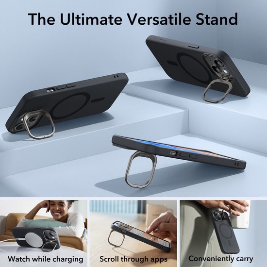 Étui ESR Cloud Soft HaloLock adapté à Apple iPhone 15 Plus | Compatible avec MagSafe et HaloLock | Couverture arrière avec support de rangement | Silicone souple | Noir