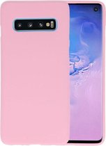Bestcases Color Telefoonhoesje - Backcover Hoesje - Siliconen Case Back Cover voor Samsung Galaxy S10 - Roze