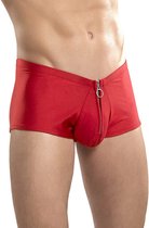 Male Power Nylon Lycra Boxer Short Zipper Short L/XL - rood