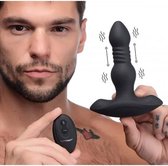 XR Brands Vibrating and Thrusting Silicone Butt Plug with Remote Control black