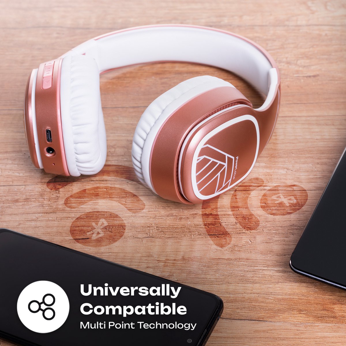 PowerLocus P7 Draadloze Over-Ear Koptelefoon Opvouwbaar Rose - afbeelding 3