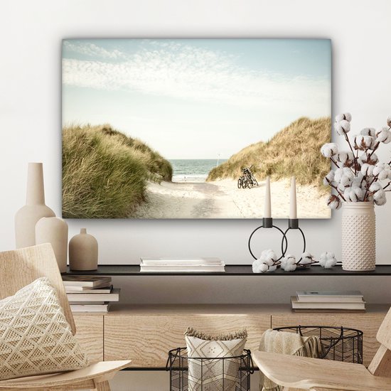 Toile Peinture Plage - Dune - Ciel - 150x100 cm - Décoration murale