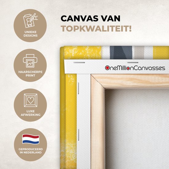 Tableau toile Rue - Wax - Jaune - Femme - 60x90 cm - Décoration murale