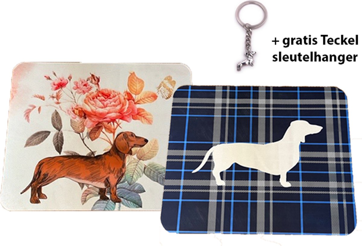 Teckel - Hond - Afdruipmat - 40x50cm - Onderzetter - Aanrecht mat - Vaat afwas mat - Place mat - Antislip mat - Bloemenprint