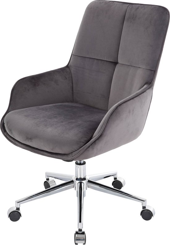 Bureaustoel MCW-J64, bureaustoel bureaustoel fauteuil, in hoogte verstelbaar velours ~ donkergrijs