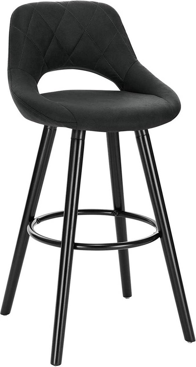 Happyment Barkruk Modern Hilton - Industrial - Antraciet - Barkrukken set van 1 - Barstoel Kruk - Barstoelen met rugleuning - Keukenstoel - Stof