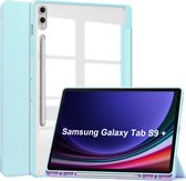 Case2go - Tablet hoes geschikt voor Samsung Galaxy Tab S9 Plus/S9 FE Plus (2023) - Acrylic Trifold case met Auto/Wake functie en Magneetsluiting - Licht Blauw