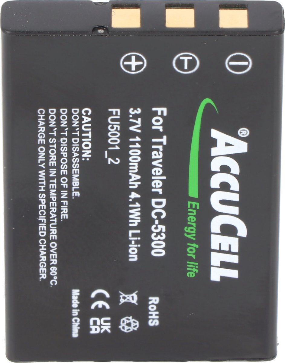 AccuCell-batterij geschikt voor Aiptek Pocket DV T 200-batterij 4809000015