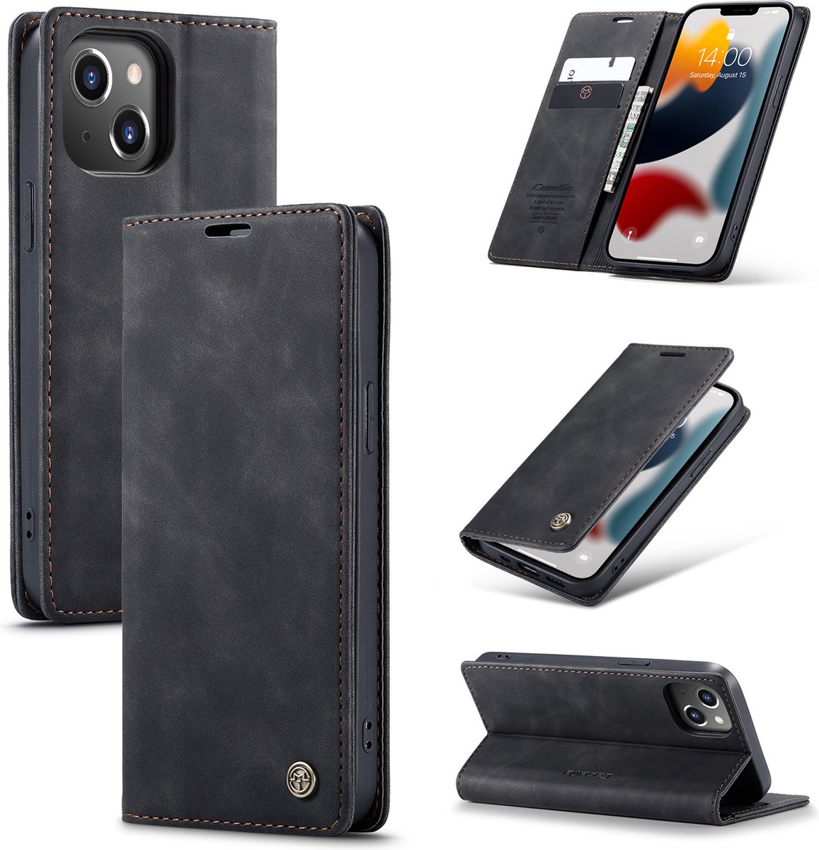 CaseMe Luxe bookcase geschikt voor Apple iPhone 13 - zwart