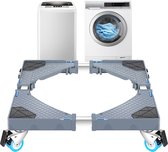 Wasmachine Voetstuk Silvia - Op Wieltjes - Verhoger - Verstelbaar - Donkergrijs - RVS, Kunststof en PVC
