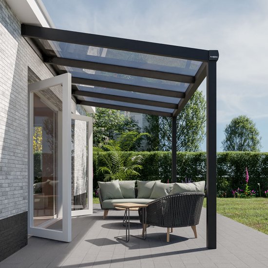 Pratt & Söhne Abri de terrasse 4x2,5 m - Auvent de jardin en polycarbonate  transparent... | bol