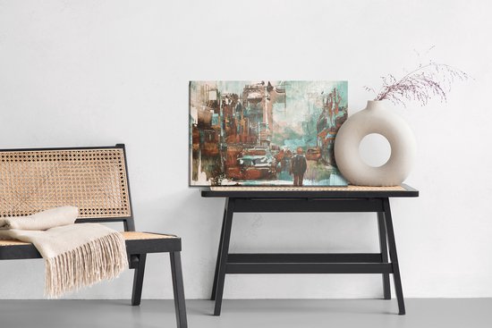 Peinture Roi - Toile colorée abstraite Ville - 120 x 80 cm