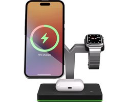 3 in 1 Magnetische docking station geschikt voor Apple iPhone / Apple Watch / AirPods – Oplader draadloos – iPhone Oplader met kabel – USB A naar USB C – Magneet – Magnetisch Oplaadstation telefoons – GSM lader Qi station – Wireless Charger