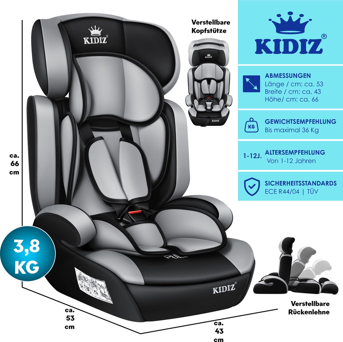 KIDIZ kinderautostoeltje - kuip autostoeltje thumbnail 2