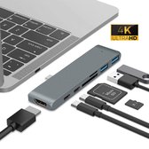 USB-C Hub - HDMI - Micro-SD - USB 3.0 - USB-C Docking Station - Dock adapter kabel splitter - 7 poorten - Grijs - Provium