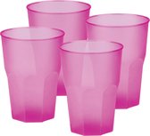 Santex drinkglazen frosted - fuchsia roze - 24x - 420 ml - onbreekbaar kunststof - Cocktailglazen
