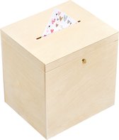 Creative Deco Bruiloft Houten Doos voor Kaarten | 29 x 25 x 30 cm | Sluiting, met Deksel | Houten Opbergbox Sieraden | Kerst, Kerstmis Cadeau