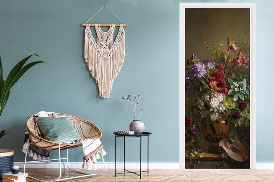 Sticker de porte Nature morte avec des fleurs dans un vase grec - Maîtres anciens - Art - 95x235 cm - Poster de porte