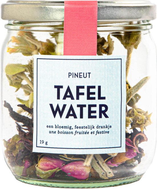 Pineut ® Water met Smaak - Tafelwater Roos, Bergthee & Hibiscus - Glazen Pot Met Deksel - Waterdrop (Alternatief) - Refill Pineut Waterkaraf - Origineel Cadeau - Fris & Gezellig Genieten