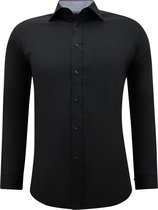 Business Overhemd Voor Heren - Slim Fit Blouse Stretch - Zwart