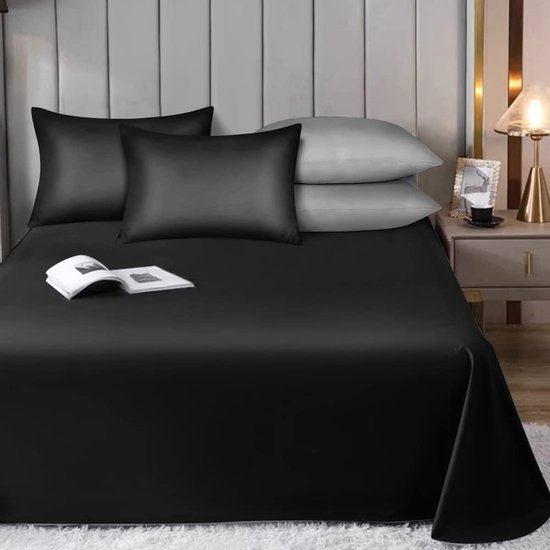 Set van 2 satijnen kussenslopen Premium kussensloop kussensloop haar- en huidverzorging zijdezacht met ritssluiting, zwart, 40 x 40 cm van Utopia Bedding — afbeelding 2