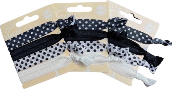 Élastique Cheveux Ibiza Zwart Wit Avec Points