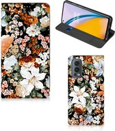 Smart Cover geschikt voor OnePlus Nord 2 5G Dark Flowers