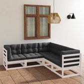 The Living Store Tuinset Grenenhout - Wit - 70x70x67 cm - Met Kussens