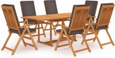 The Living Store Teakhouten Tuinmeubelset - 180x90x75 cm - Inclusief 6 Stoelen en Kussens