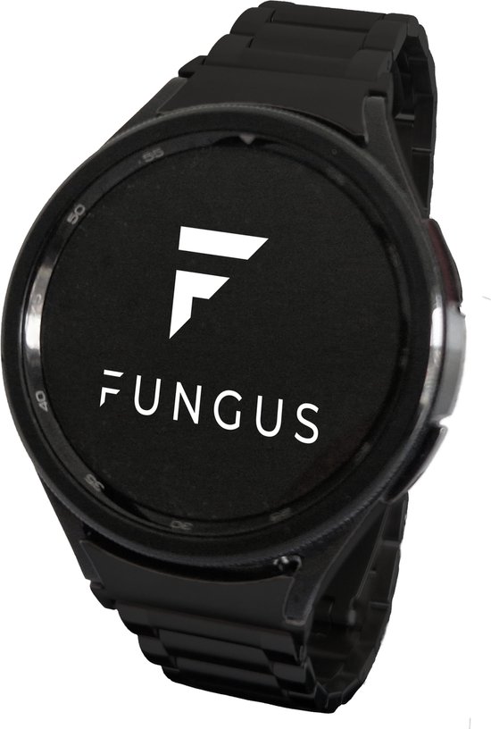 Fungus - Smartwatch bandje - Geschikt voor Samsung Galaxy Watch 6, Watch 5 (Pro), Watch 4 - Metaal - Gepolijst - Zwart
