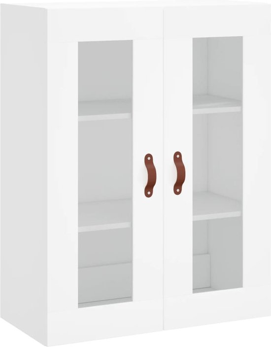 Meuble haut The Living Store - Wit - 69,5 x 34 x 180 cm - Matériau durable - Espace de rangement suffisant - Porte pratique - Pieds en métal - Assemblage requis