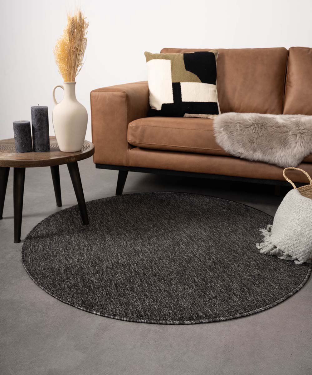 Rond vloerkleed - Lush antraciet 160