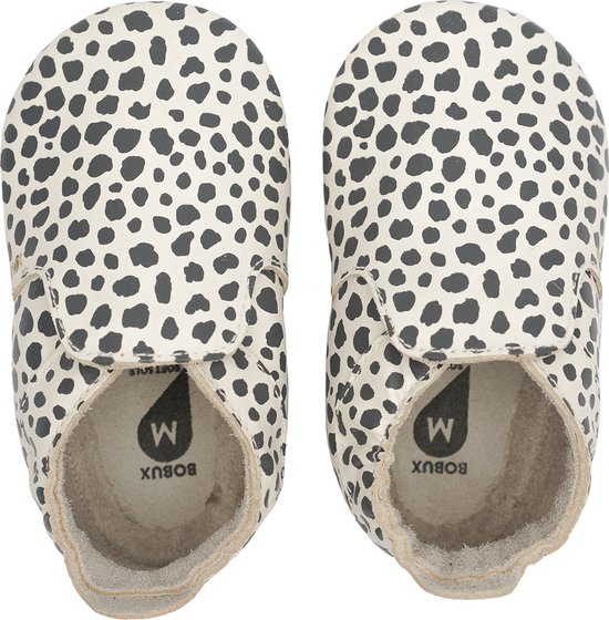 Bobux Soft Soles Chausson Cuir Souple Bébé, Chaussures Premiers Pas, Pantoufle Bébé, Dalmation Vanilla, 18 EU