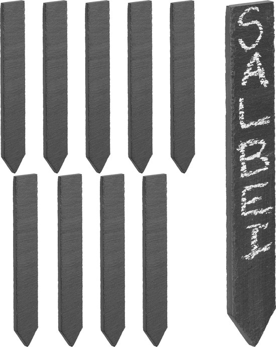plantenlabels moestuin - set van 10 - 20 x 3 cm - plantenstekers - leisteen