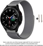 Grijs Metalen bandje Milanees voor bepaalde 20mm smartwatches van verschillende bekende merken (zie lijst met compatibele modellen in producttekst) - Maat: zie foto – 20 mm grey milanese smartwatch strap