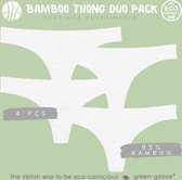 green-goose® Bamboe Dames String | 4 Stuks | Wit | Maat L | Duurzaam, Stretchy en Superzacht!