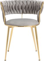 Chaises de salle à manger Merax - Set de 2 chaises de salle à manger en velours - Grijs avec or