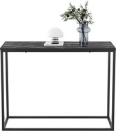 Table console Kittilä 80x100x30 cm noir mat et marbre