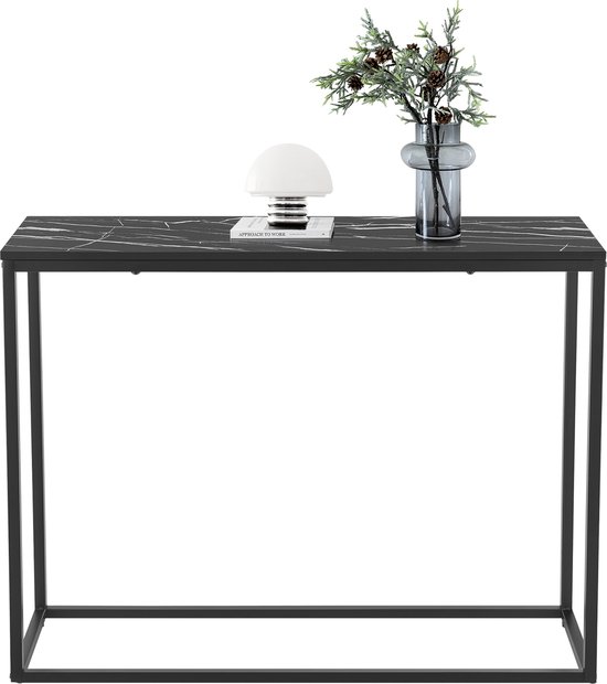 Console tafel Kittilä 80x100x30 cm zwart mat en marmer