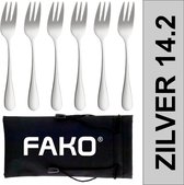 Fako Bijoux® - Gebaksvork / Dessertvork Classic - Vork - Vorkjes - 14cm - Zilver - 6 Stuks