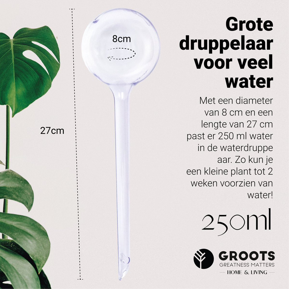 Groots Waterdruppelaar Transparant Set van 6 - Planten waterdruppelaar voor binnen en buiten thumbnail 2