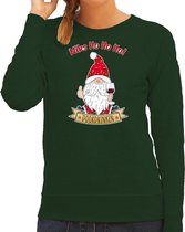 Bellatio Decorations foute kersttrui/sweater dames - Wijn kabouter/gnoom - groen - Doordrinken L