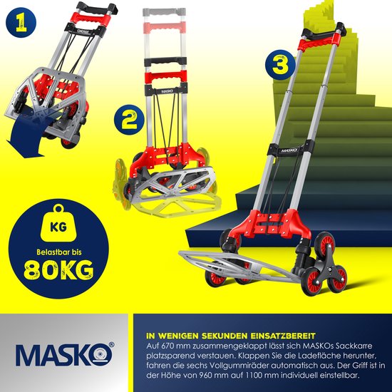 Inklapbare Trappensteekwagen / Steekwagen - Max. 80 kg - Incl. Handsch